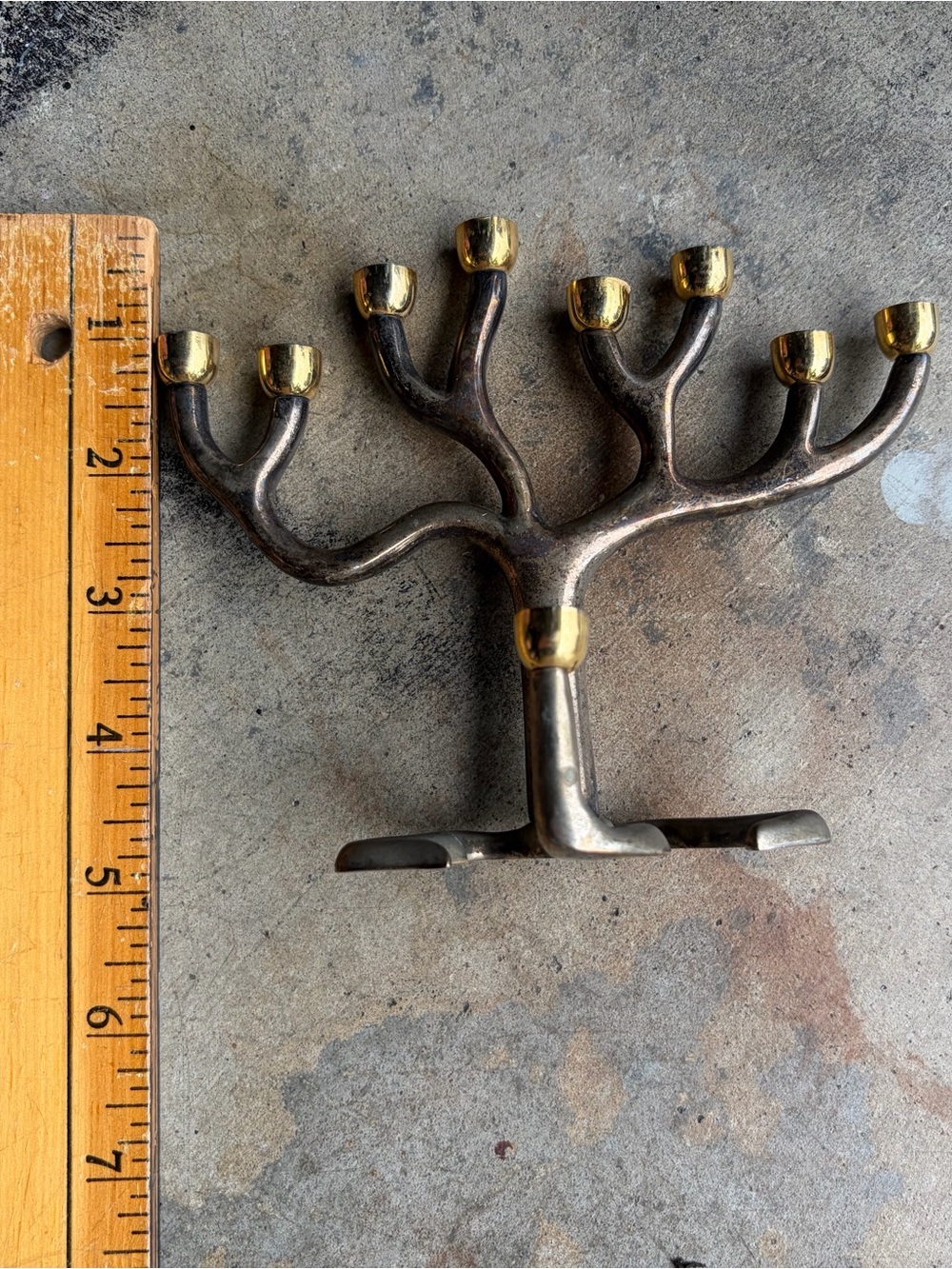 Vintage Sandra Kravitz by Jacob Rosenthal Brass Tree of Life Menorah Judaica - Picture 10 of 10